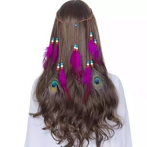 2019 bohemian festive headdress w feathers & beads